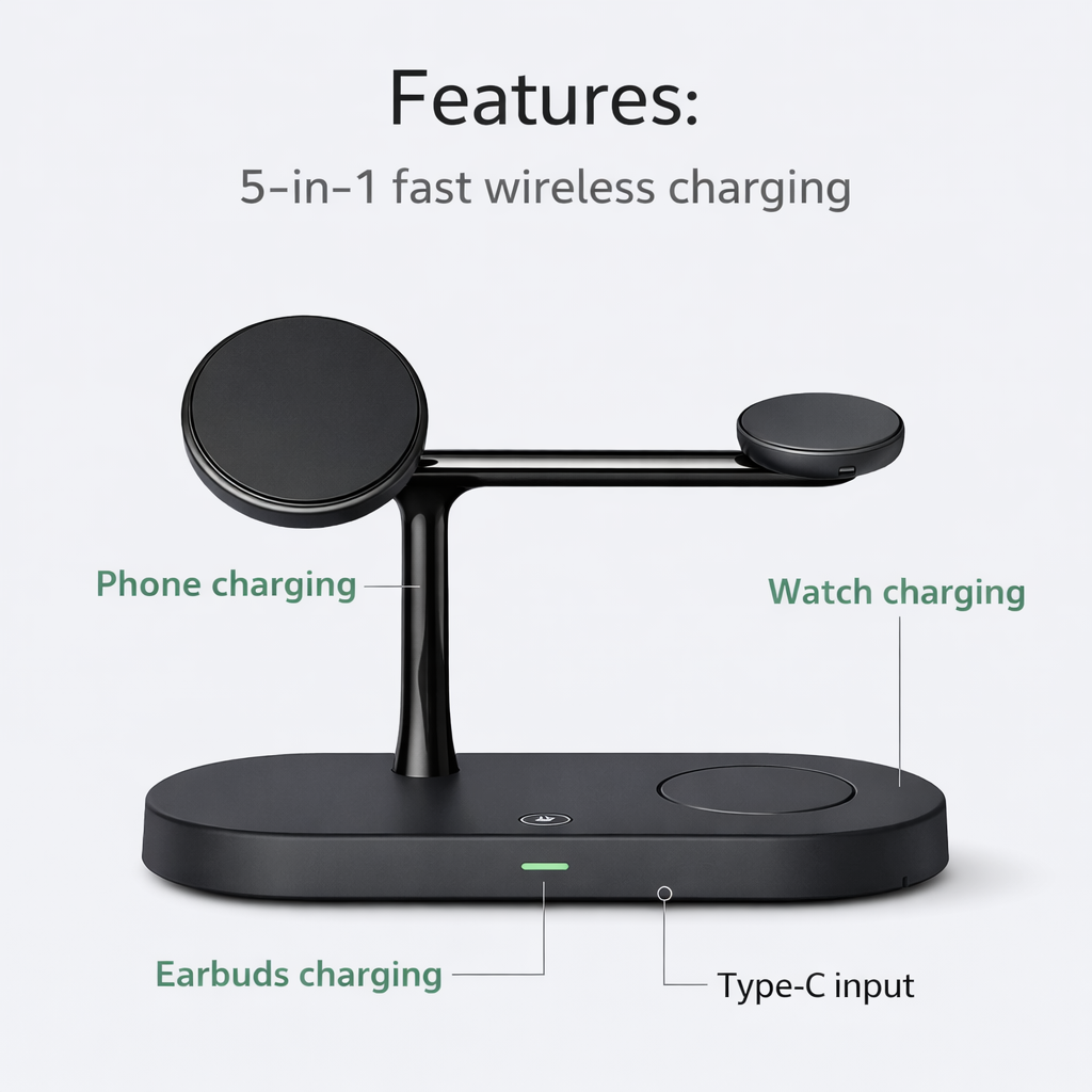 3-in-1 Fast Wireless Charger for iPhone & Apple Watch