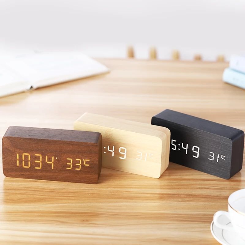 Wooden LED Digital Alarm Clock