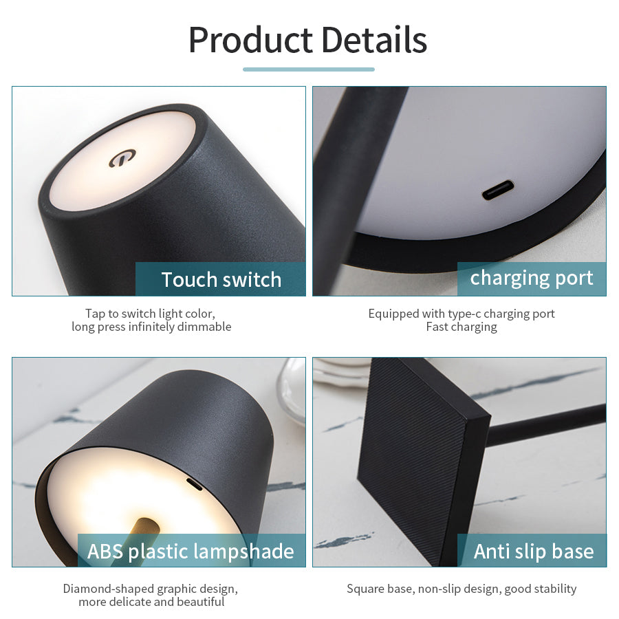Rechargeable LED Table Lamp – Touch Dimmable