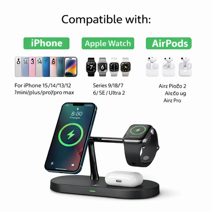 3-in-1 Fast Wireless Charger for iPhone & Apple Watch