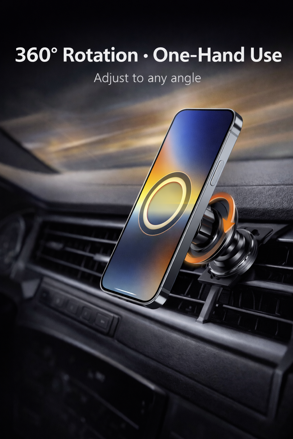 Magnetic Car Phone Holder – 360° Rotation